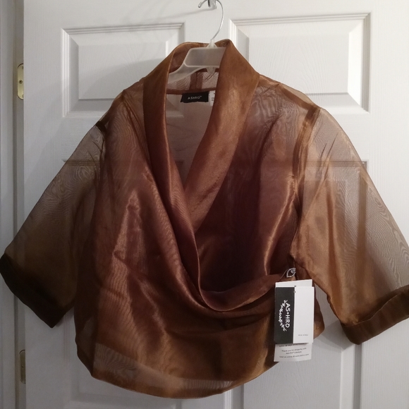 Ashro Tops - Gold Shear Dress Blouse